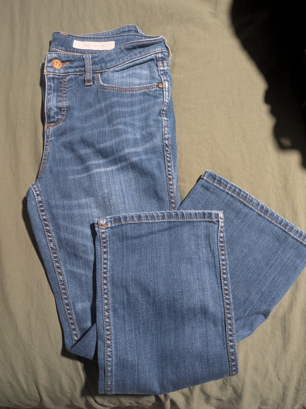 Pilcro and the Letterpress Stet Jeans Womens 29 Cropped Medium Wash Blue Stretch
